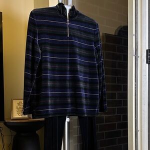 Jones New York Women's Velvet Striped Half-Zip Top with Matching Pants